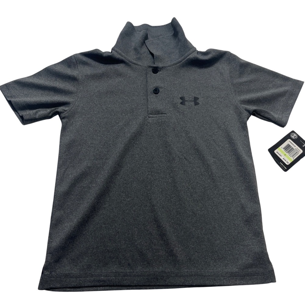 Under Armour Kids Carbon Heather Gray Performance Polo Shirt Size 4 NWT 27454033